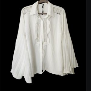 Exetera White Blouse with Pleated Details